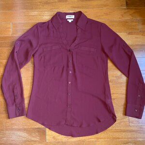 Express Portofino Button-Down Shirt Burgundy Wine